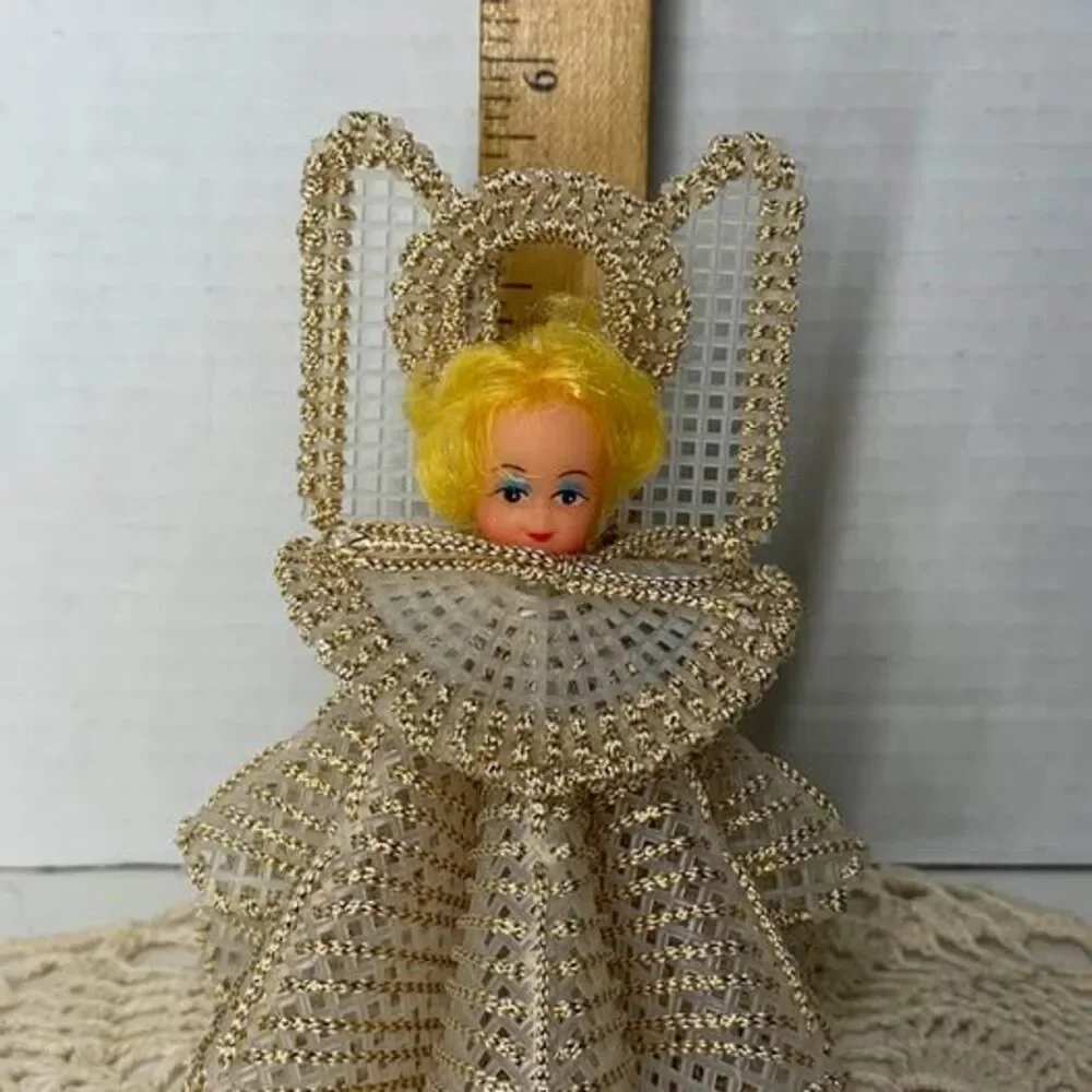 Vintage Handmade Plastic Canvas Angel Tree Topper